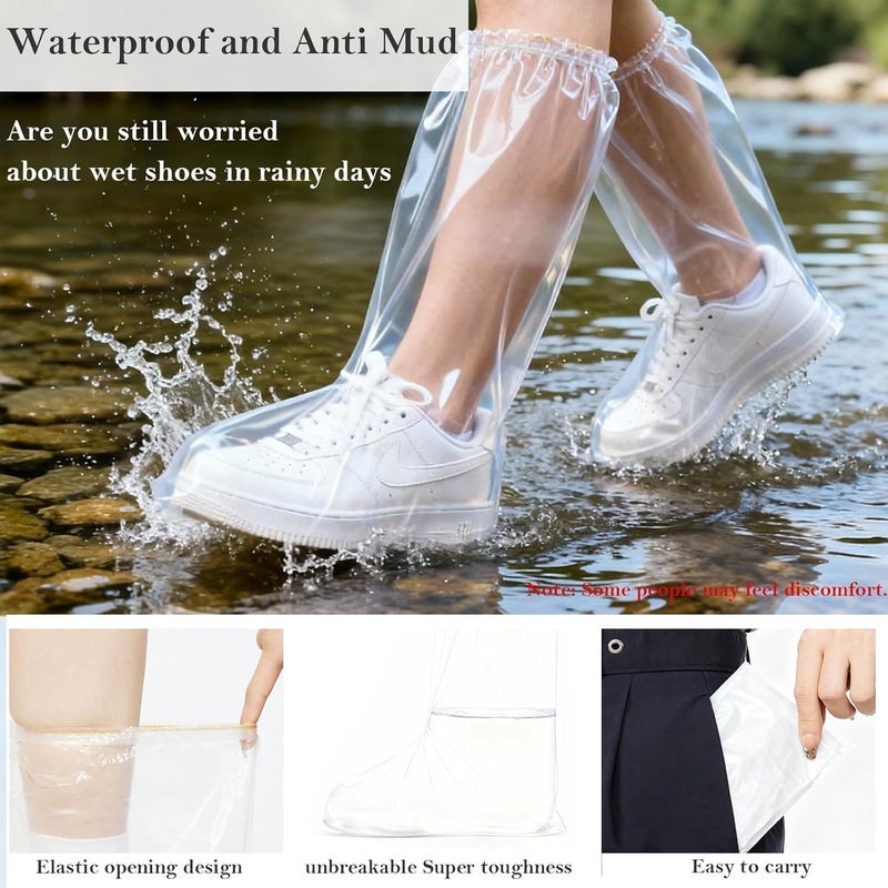 VRSHMB Long Rain Boot Covers for Adults, 10 Pair Extended Length Plastic Shoe Covers for Rain for Use in Water Parks, Rain and Snow (clear, adult(long)) - Image 4